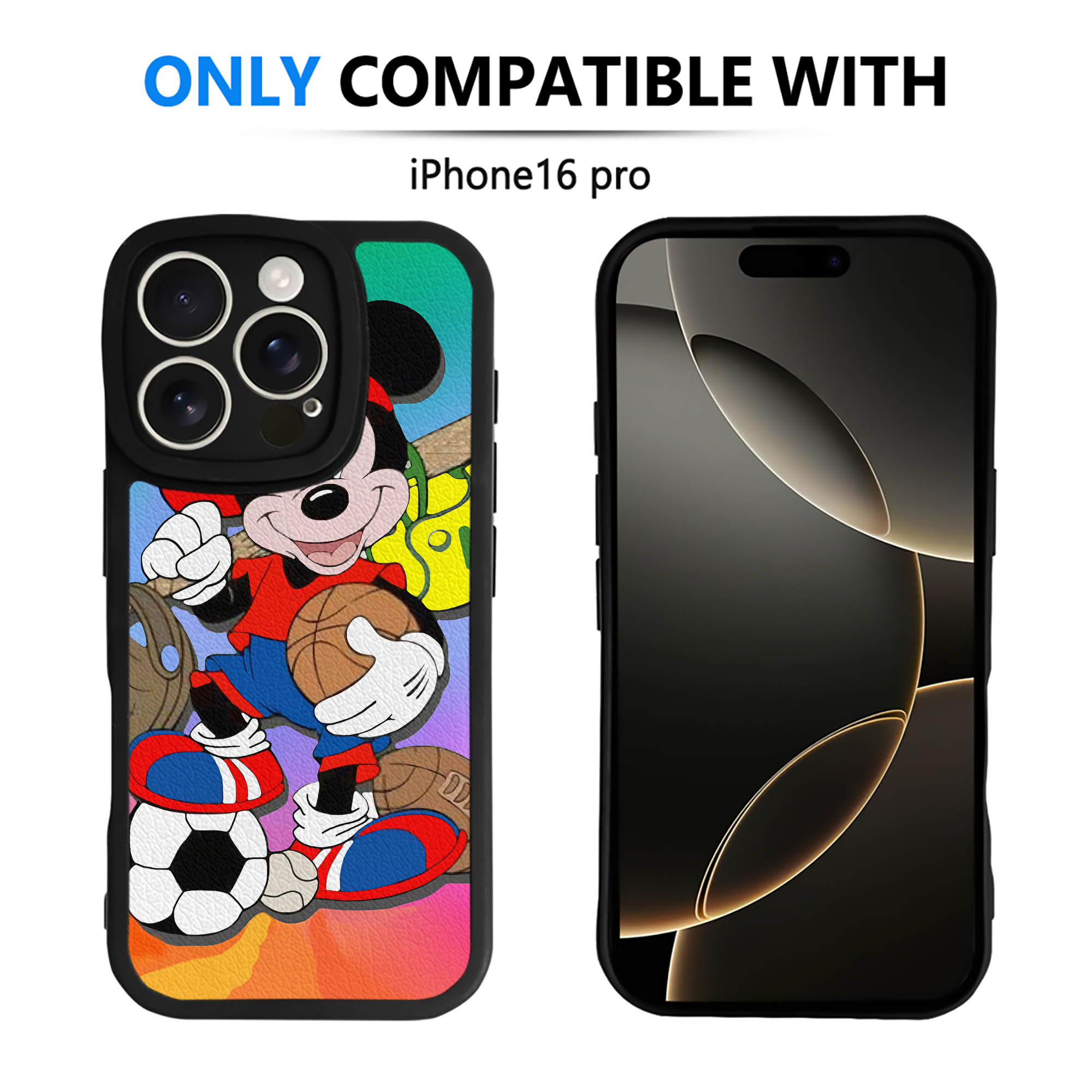 （画像用） ミッキーマウス Mickey Mouse 【iPhone 16シリーズ対応】シリコンスマホケース（レザー調） 材質：シリコン